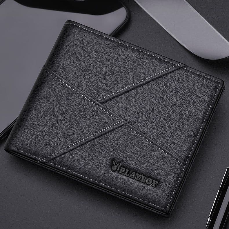 紳士的な交差デザイン二つ折り財布