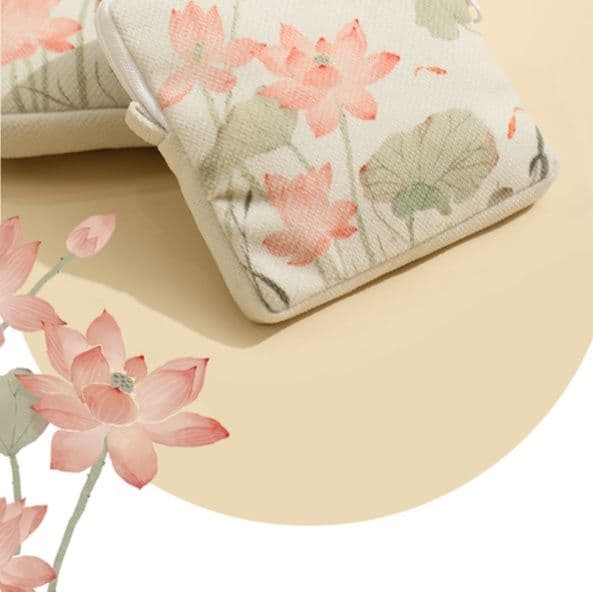 二つ折り財布 蓮花柄二つ折り財布ケース