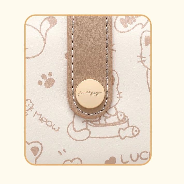 二つ折り財布 にゃんこ柄コンパクト定期入れ