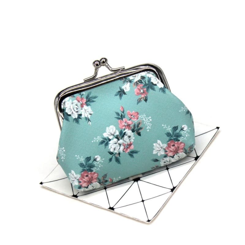 二つ折り財布 花柄模様の小さながま口財布