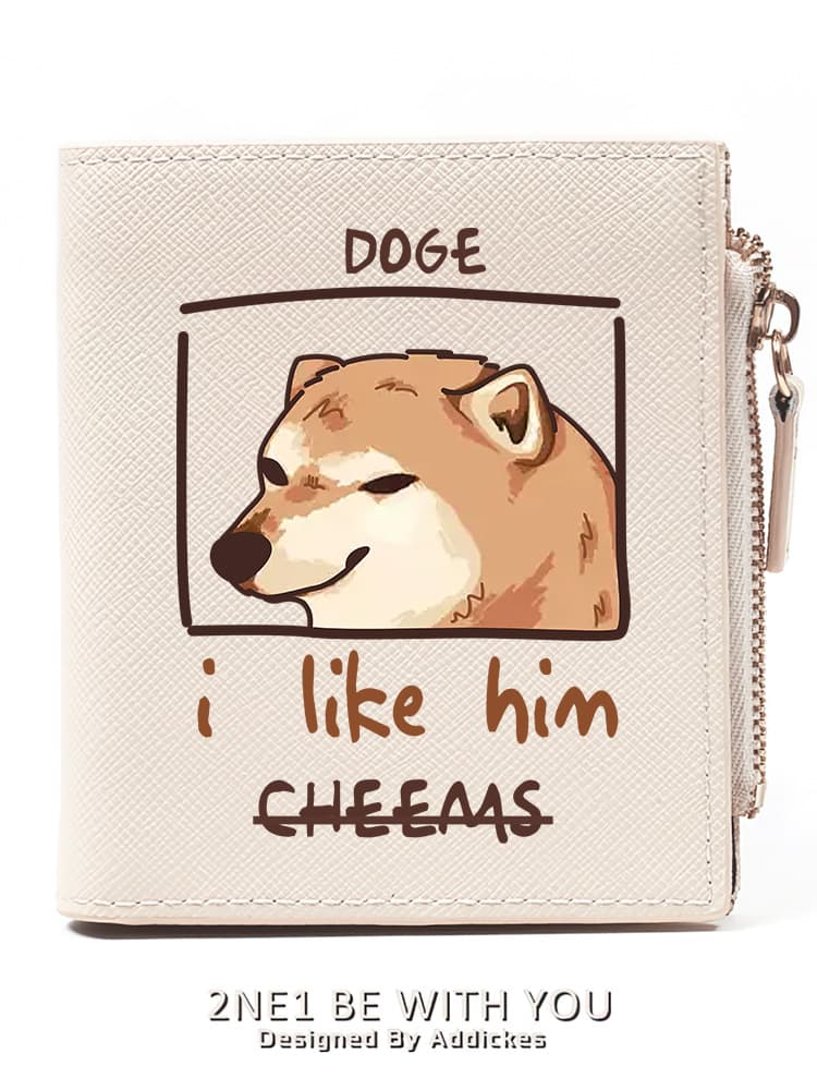 二つ折り財布 ほほえむ柴犬イラスト二つ折り財布