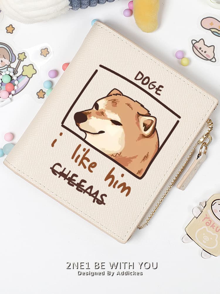 二つ折り財布 ほほえむ柴犬イラスト二つ折り財布