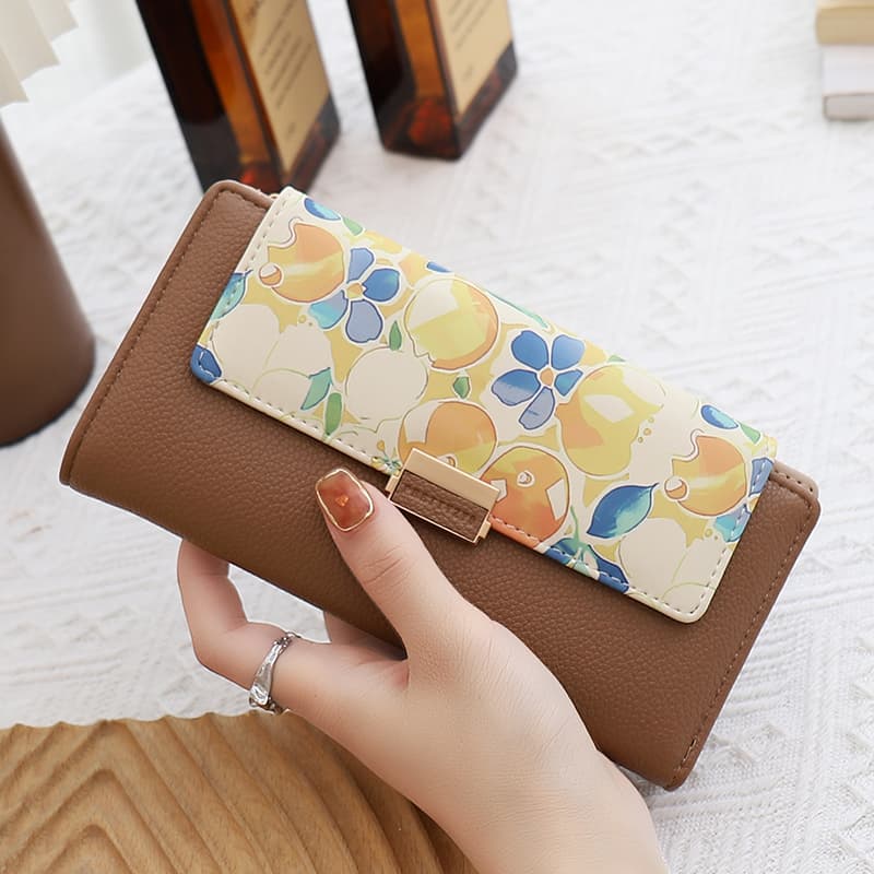 二つ折り財布 花モチーフ 上品 二つ折り長財布