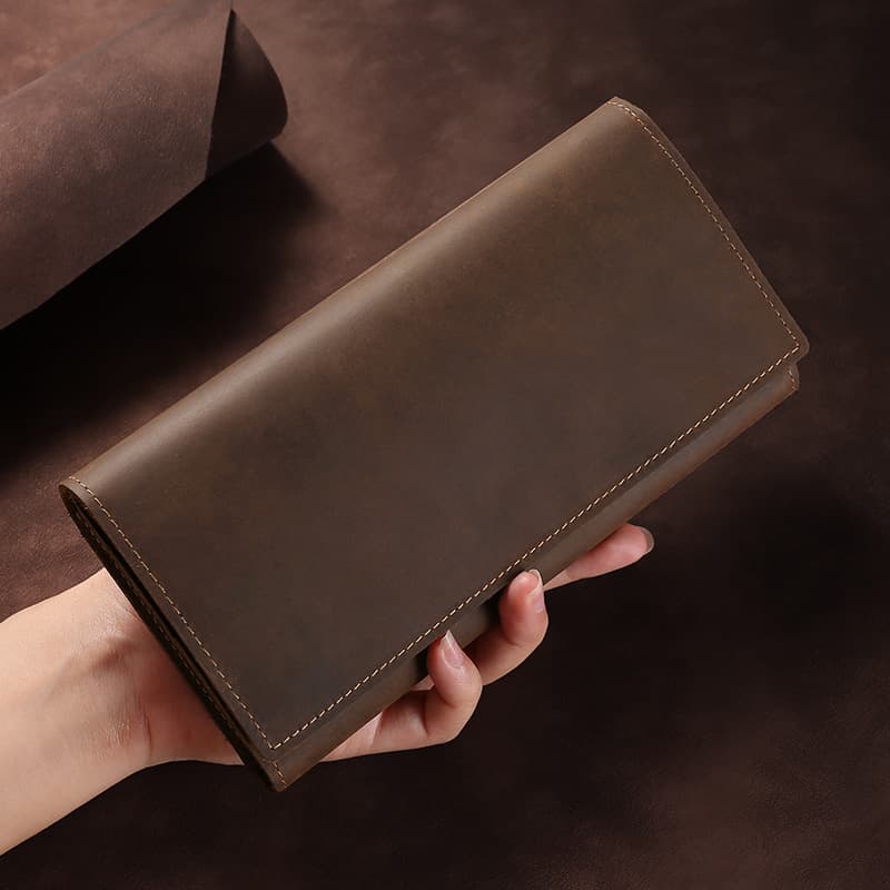 二つ折り財布 ハンドメイド本革長財布 薄型スマートタイプ