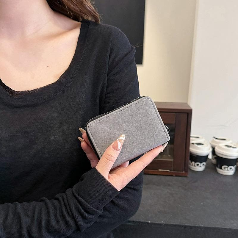 二つ折り財布 上質スエード調コンパクト財布